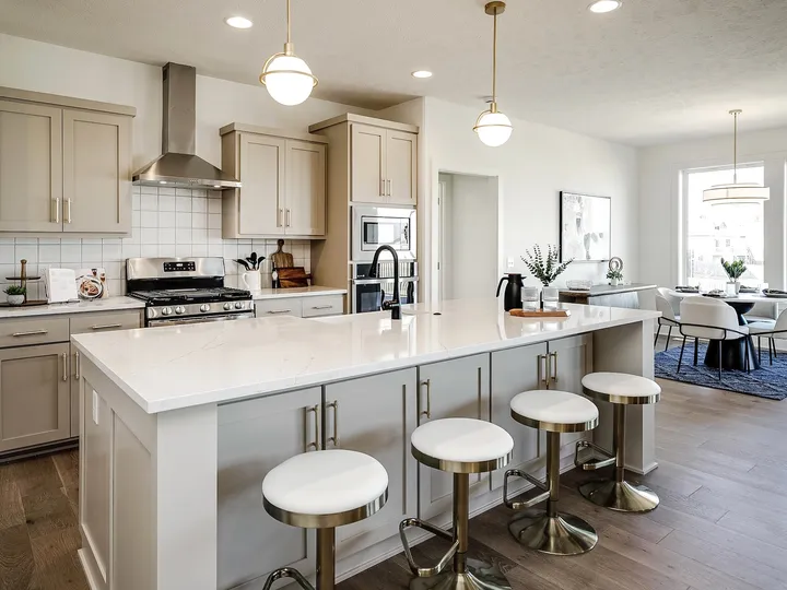 Kitchen island with pendant lights