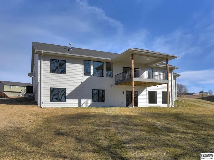Walkout rear elevation with covered deck